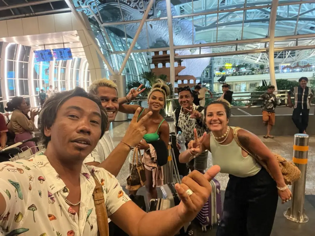 A group of guests met at Bali airport