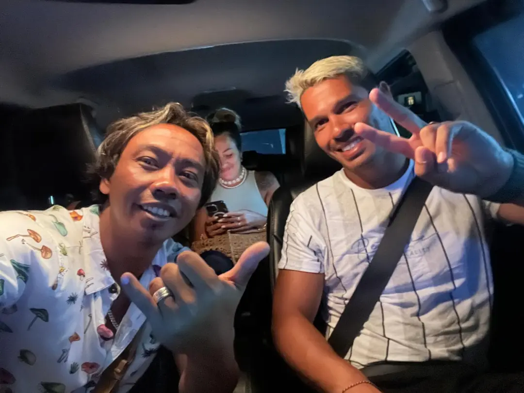 Selfie inside the car on the way to the hotel