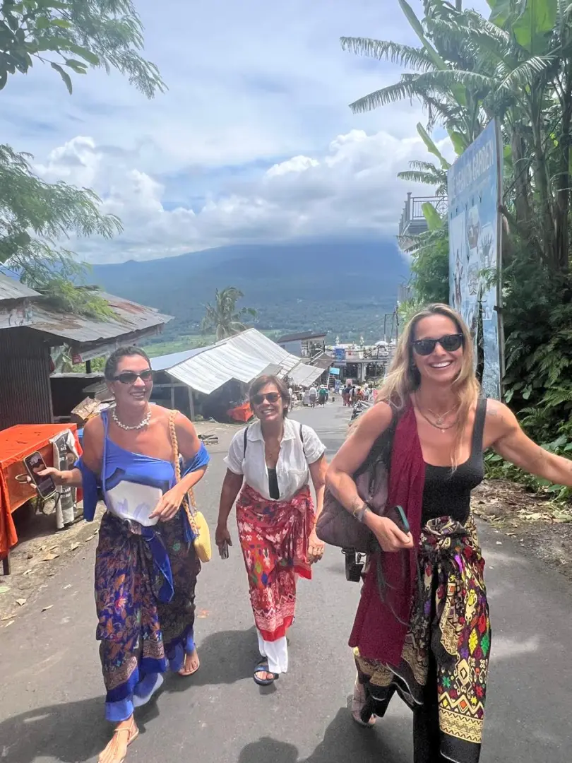 Guests in sarongs on a temple day tour